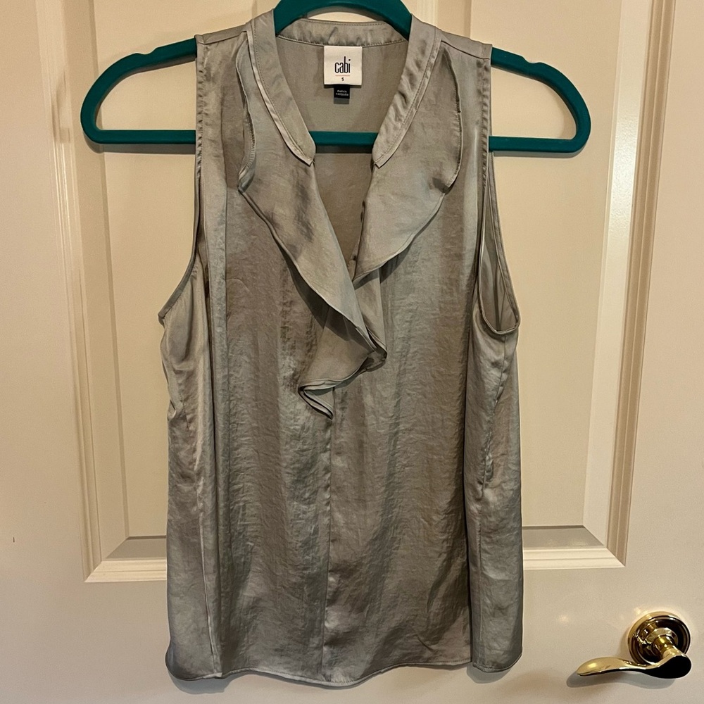 CAbi Silver Sleeveless Blouse